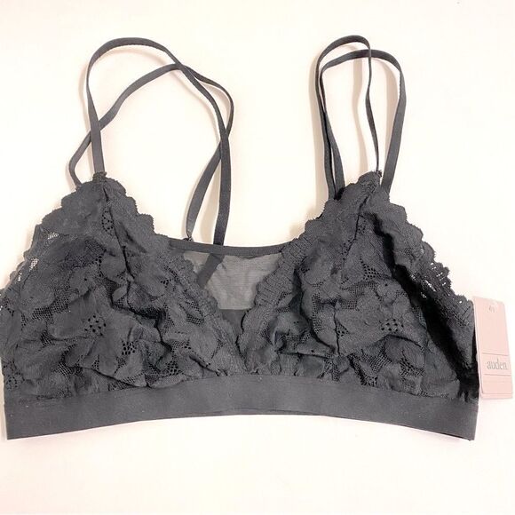 Target Auden black lace mesh triangle sexy bralette-New-M - Picture 1 of 9